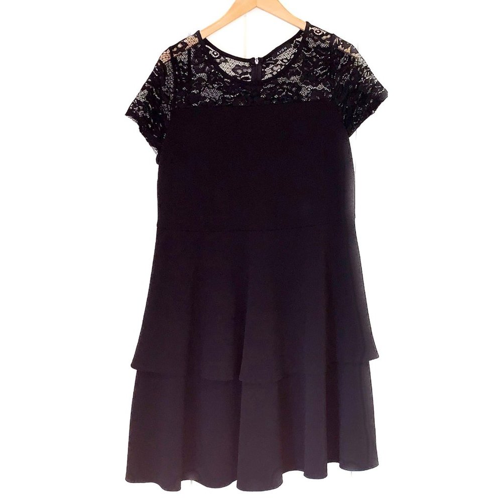 Black short sleeve stretchy knit dress XL